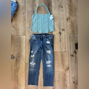 Green Ribbed Halter Top